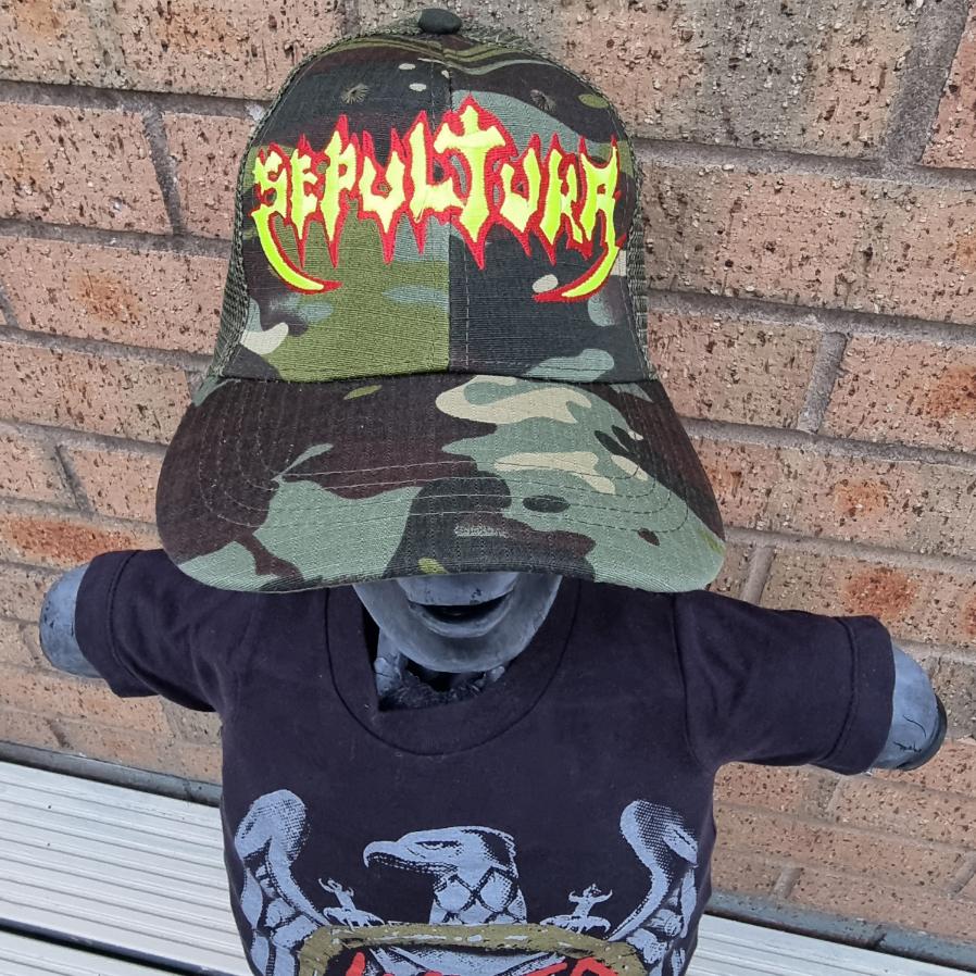 SEPULTURA - Old (Glow in the Dark) Logo CAMO TRUCKER CAP