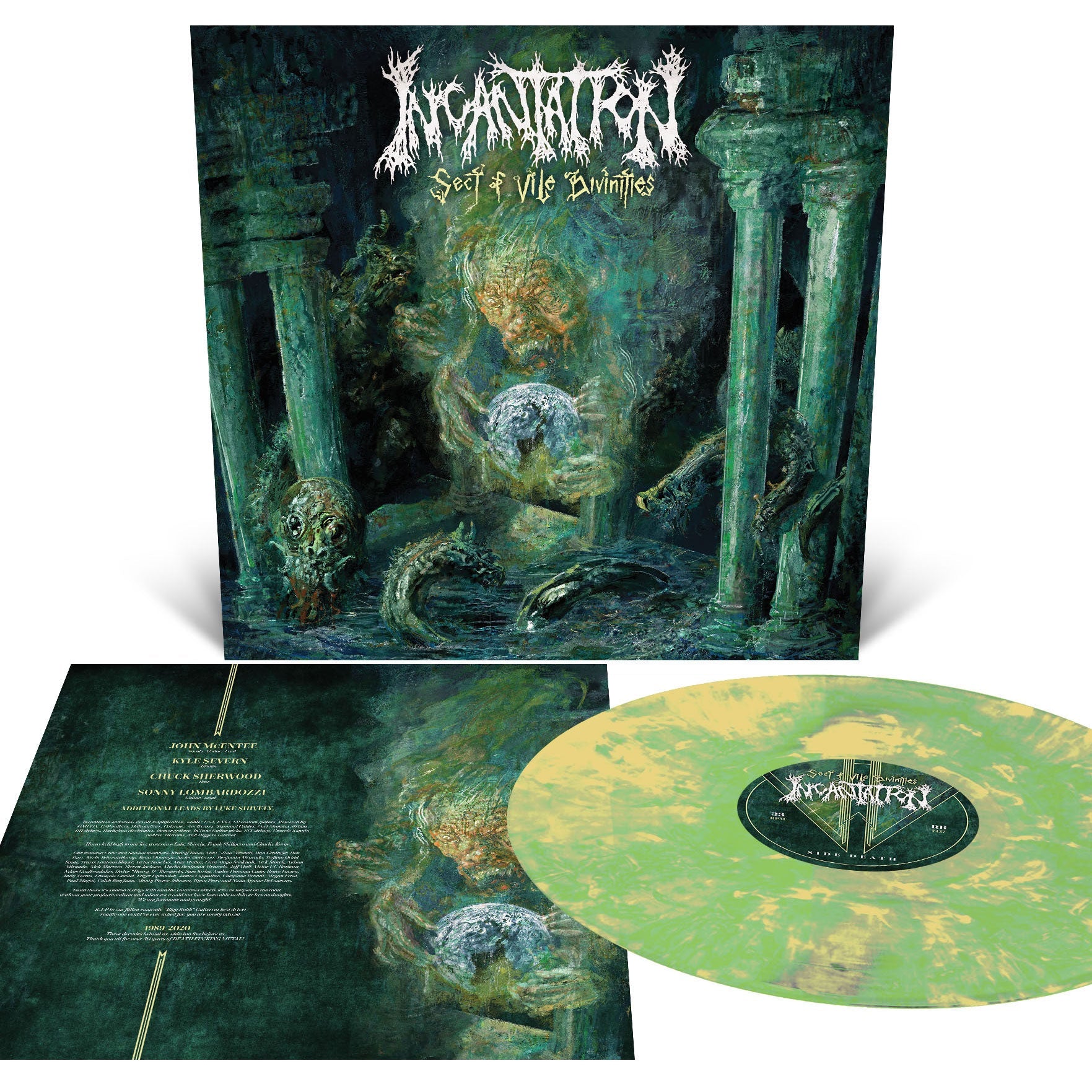 INCANTATION - Sect of Vile Divinities (Olive Green & Mustard Galaxy Merge Ltd 1500) LP