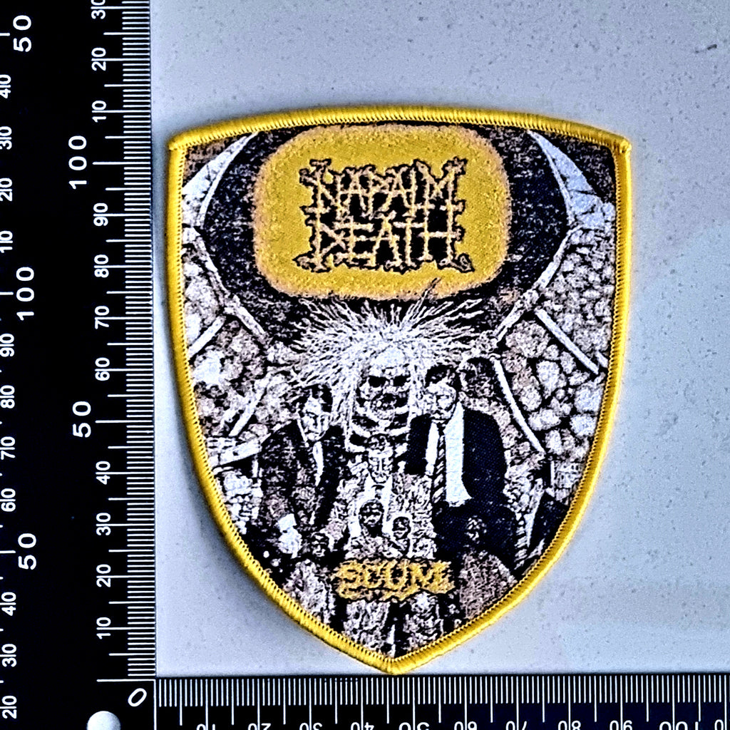 NAPALM DEATH - Scum - (Yellow Border) Woven Patch