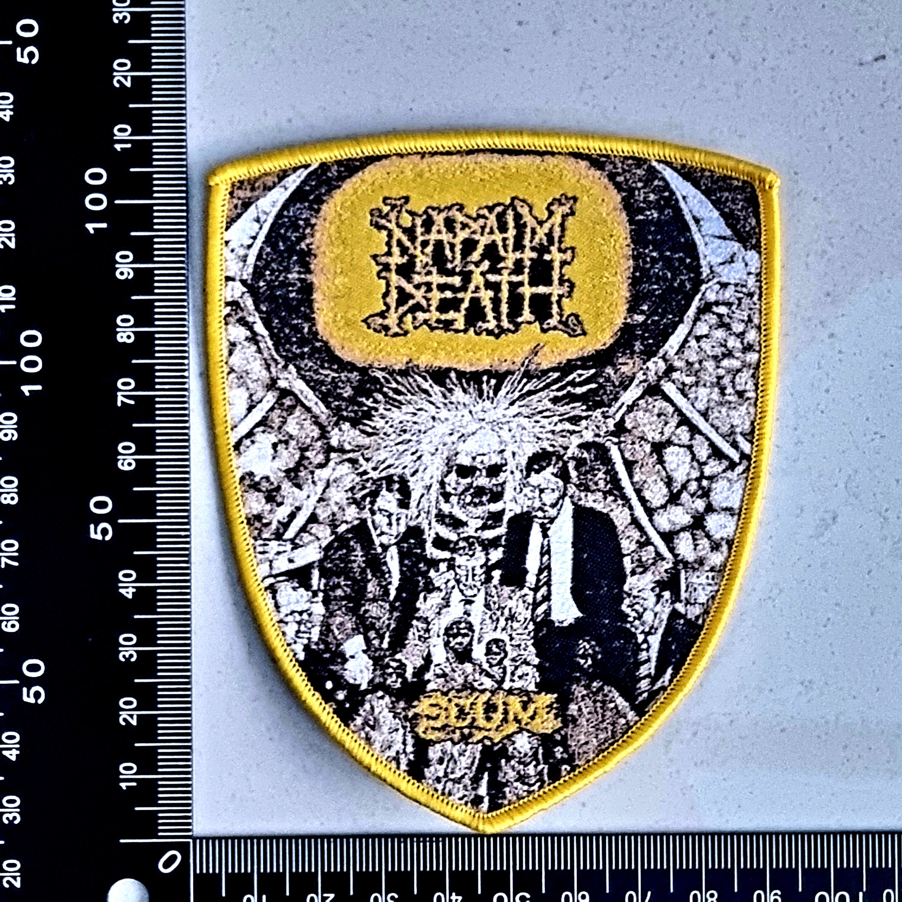 NAPALM DEATH - Scum - (Yellow Border) Woven Patch