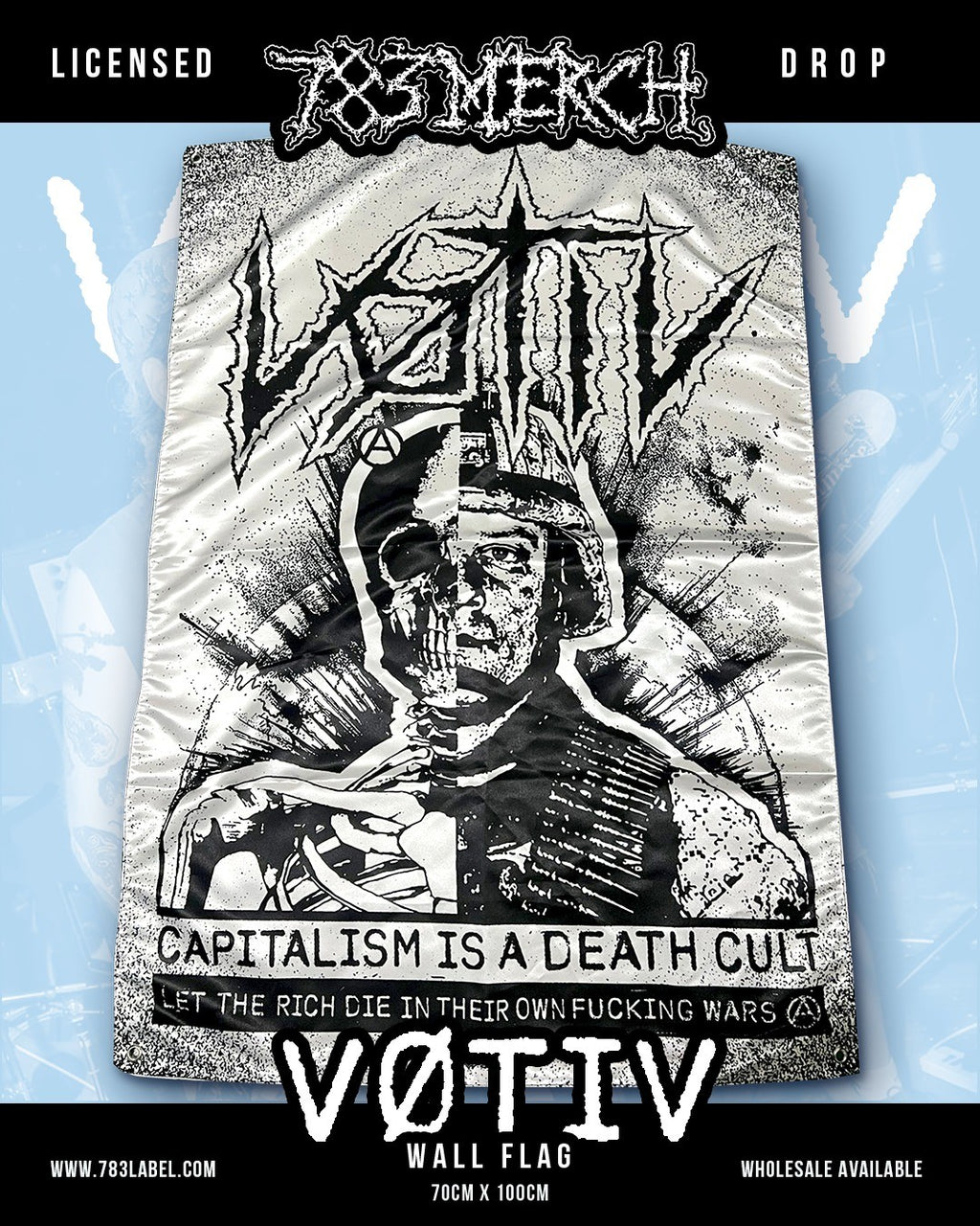 VØTIV - Capitalism is a Death Cult  - Wall Flag / Textile Poster