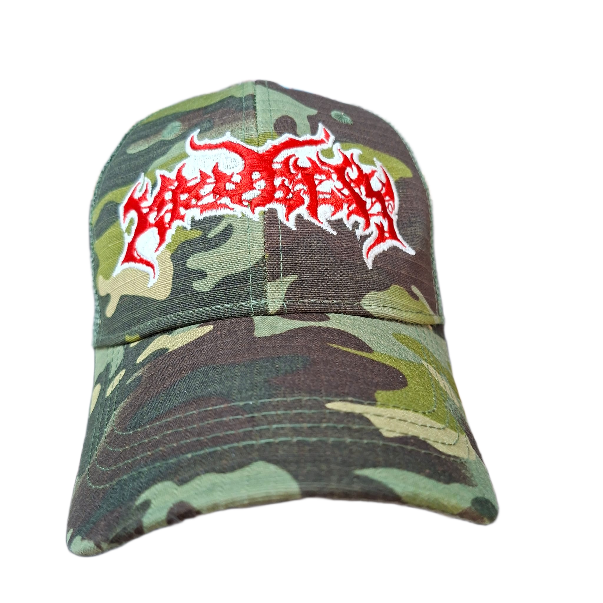 KRUELTY - (Glow in the Dark)  Logo - GREEN CAMO TRUCKER CAP