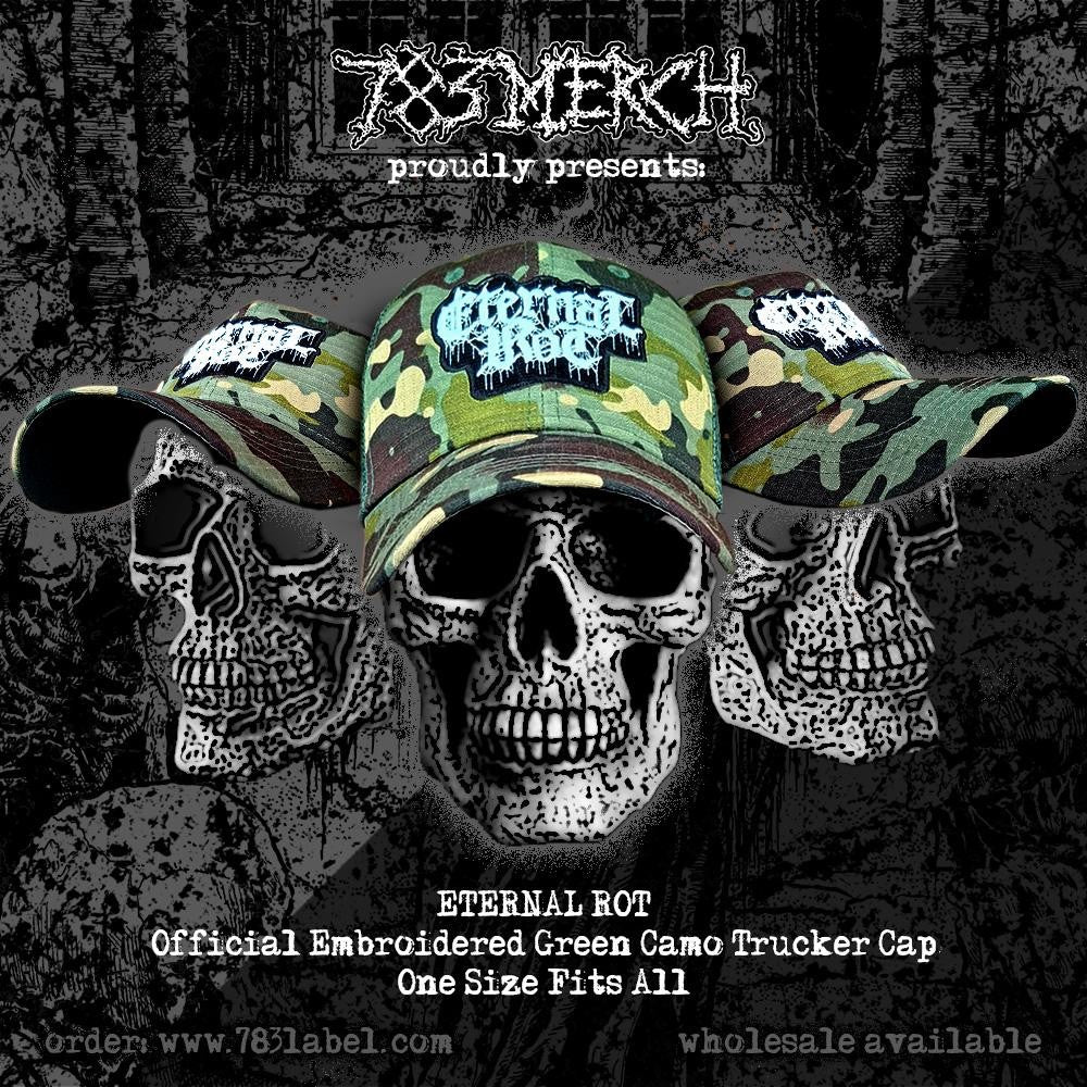 ETERNAL ROT - Logo - GREEN CAMO TRUCKER CAP