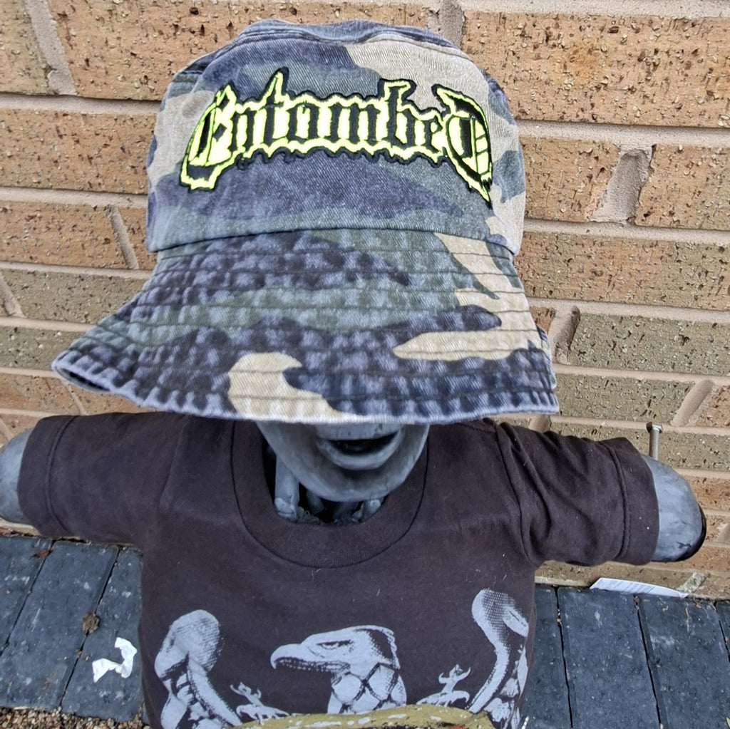 ENTOMBED - (Glow in the Dark) Logo - GREEN CAMO BUCKET HAT