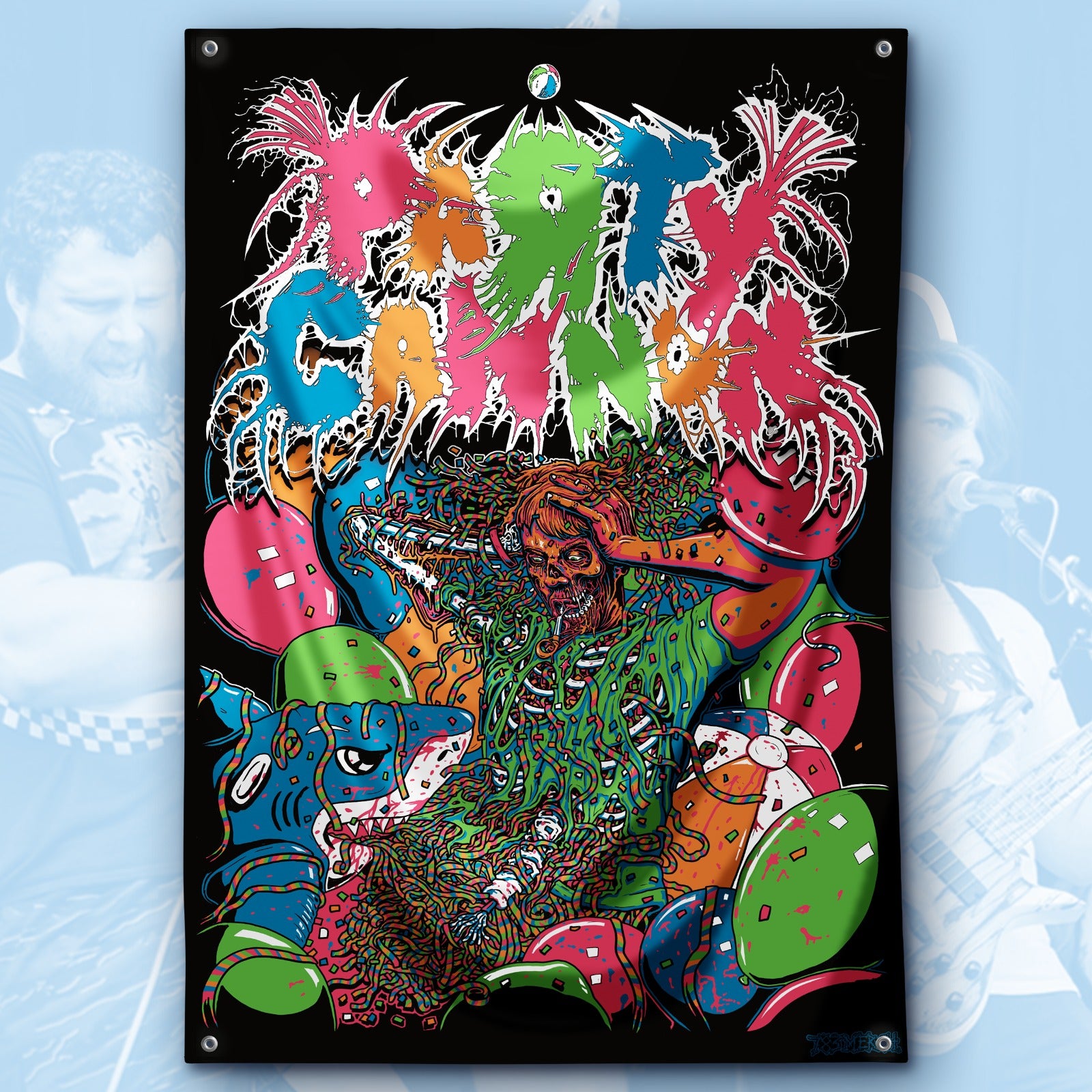 PaRtY CaNnOn - Partied In Half - Wall Flag / Textile Poster